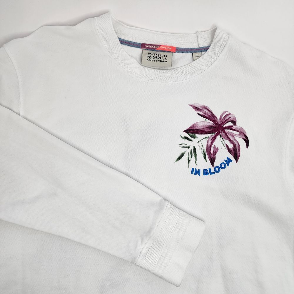 Scotch & Soda Pullover Sweatshirt Men's Large Weekend Edition Embroidered Floral - Picture 3 of 7